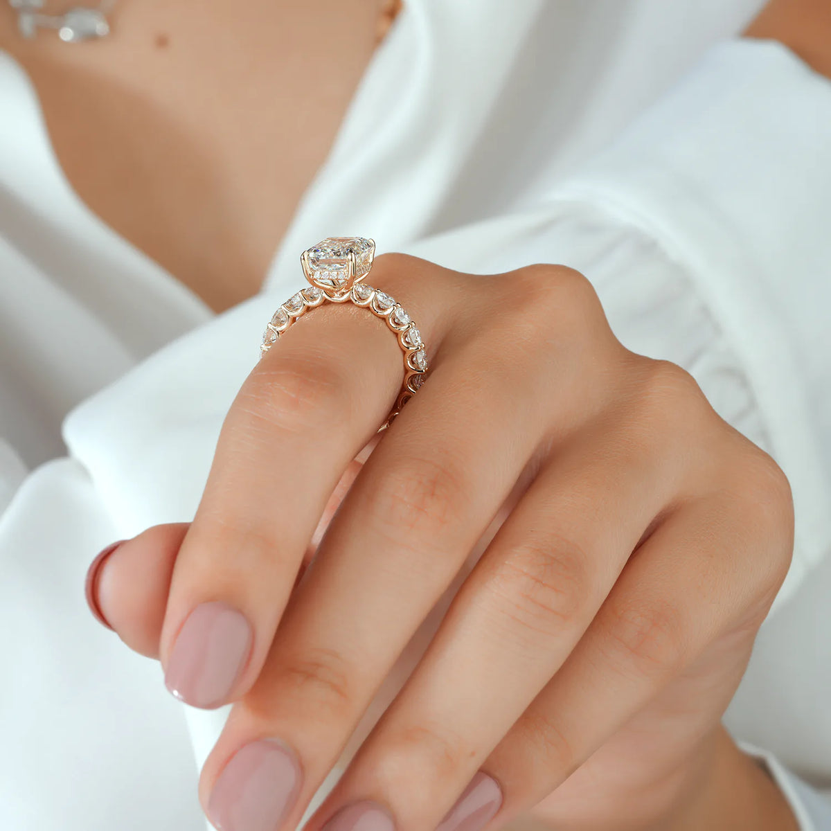 Emerald Cut Ring with Diamond Eternity Band