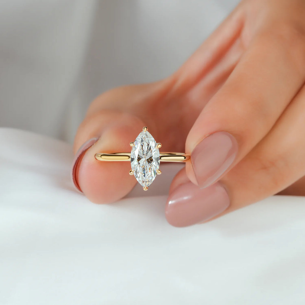 Marquise Solitaire Lab Grown Diamond Engagement Ring