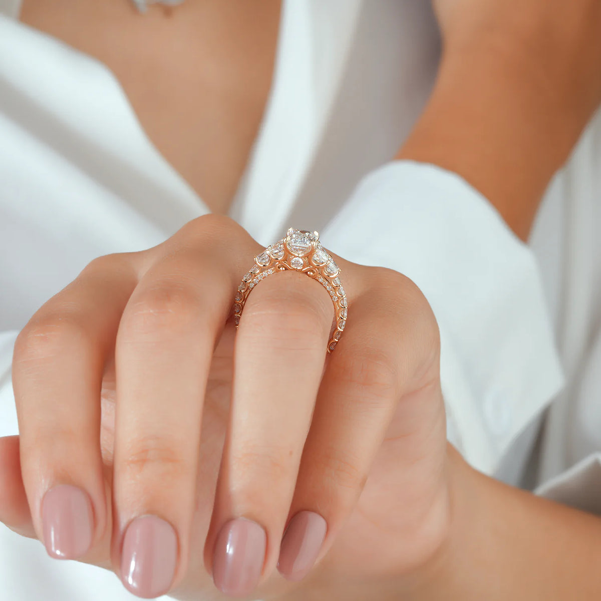 Three Stone Emerald Cut Trapezoid Ring