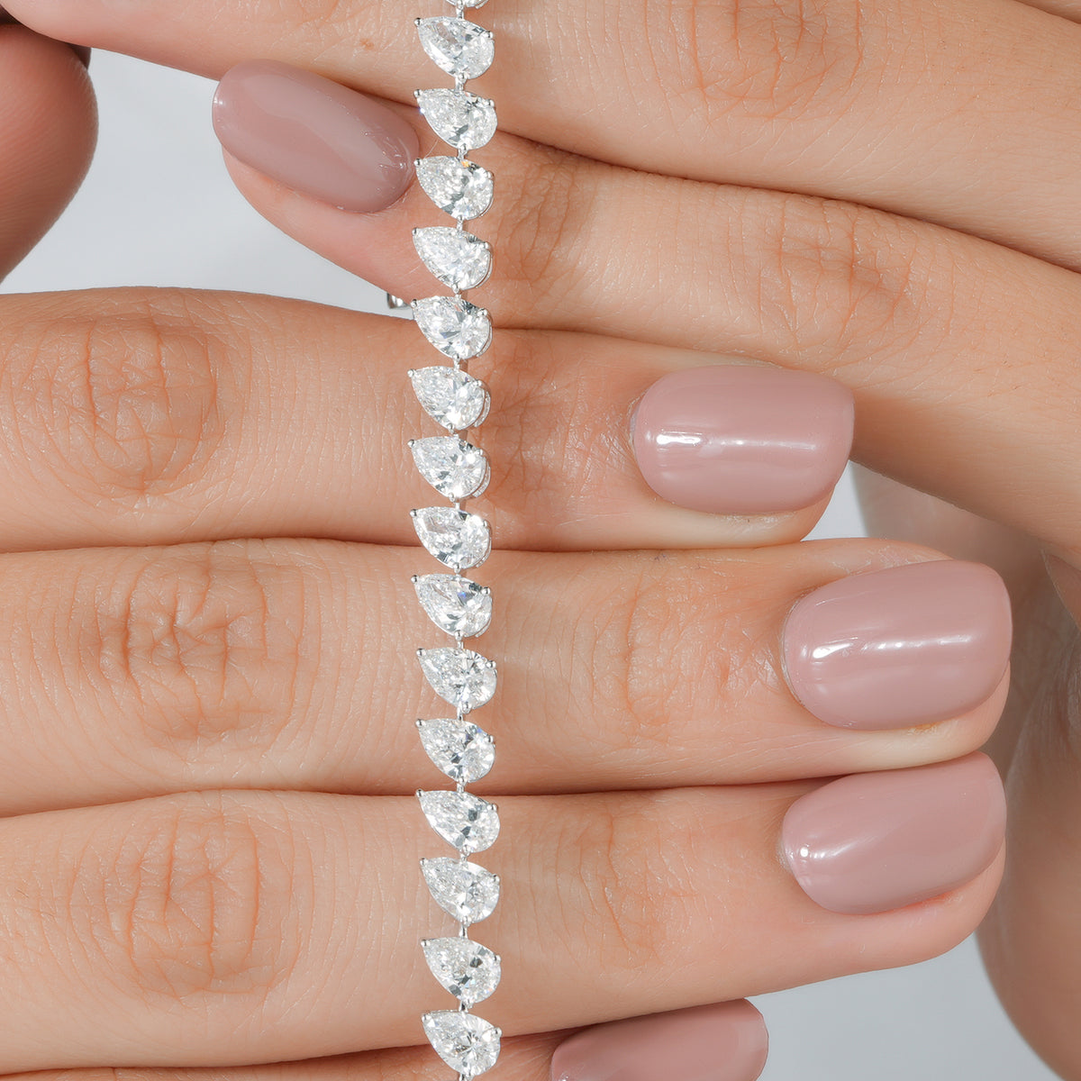 Pear Shape Lab Grown Diamond Tennis Bracelet, Sideways Set