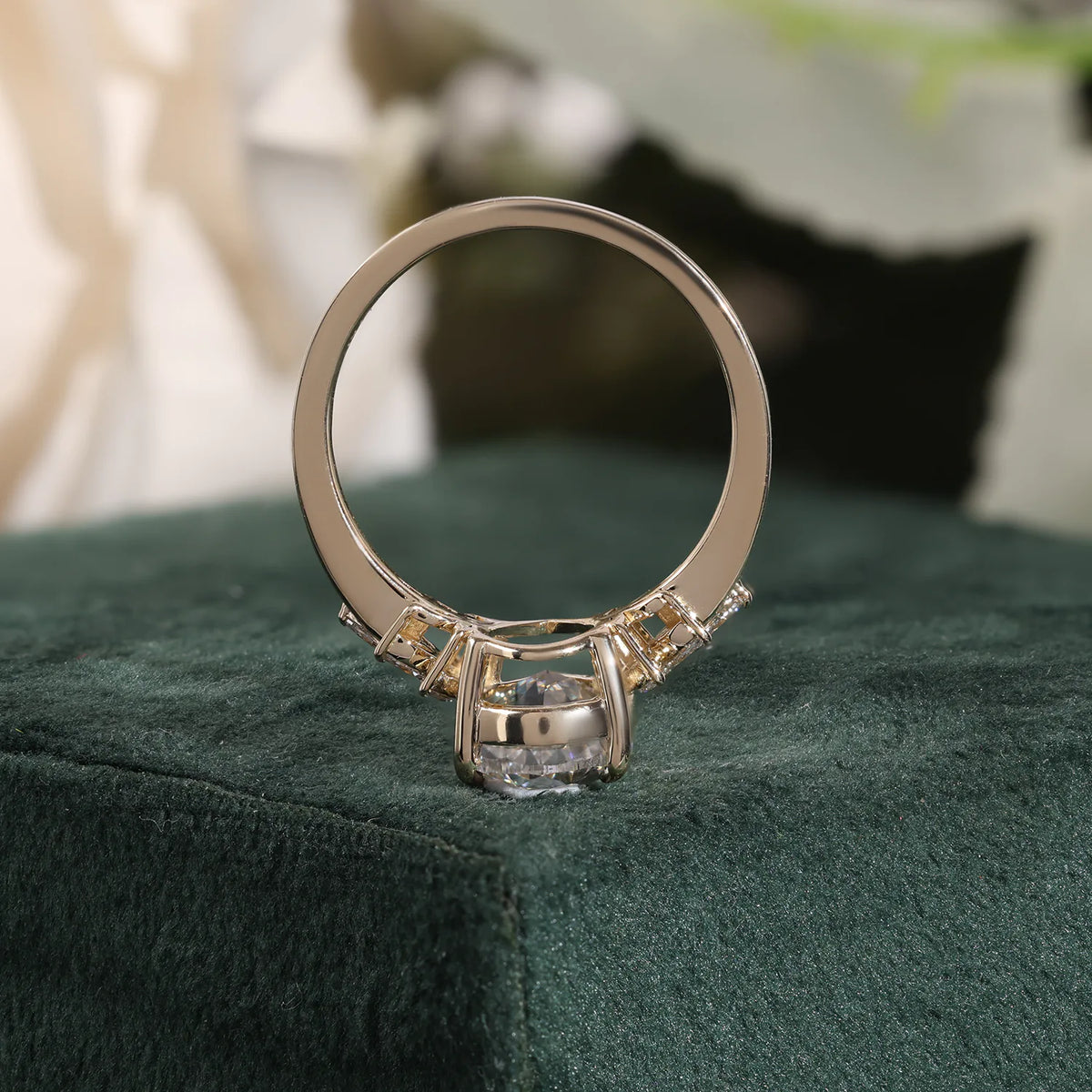 Pear Lab Grown Diamond Bridal Set, Floral Cluster, Curved Band