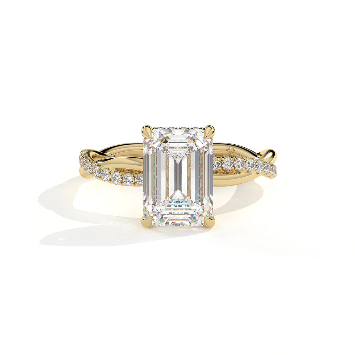 Emerald Cut Twisted Pavé Diamond Ring