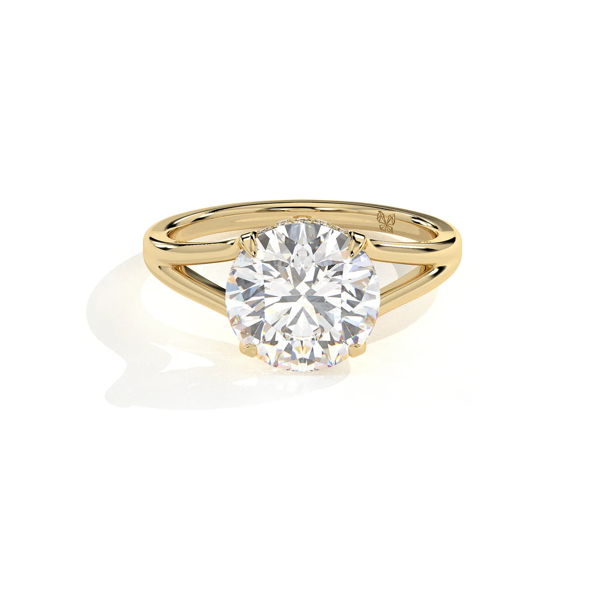 Round Lab-Grown Diamond Split Shank Engagement Ring with Hidden Halo