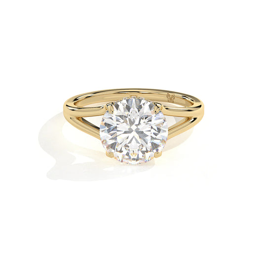 Round Lab-Grown Diamond Split Shank Engagement Ring with Hidden Halo