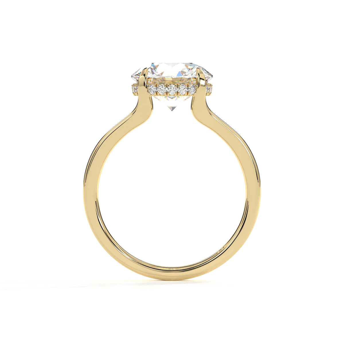 Round Lab-Grown Diamond Split Shank Engagement Ring with Hidden Halo
