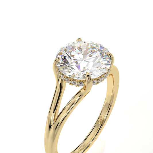 Round Lab-Grown Diamond Split Shank Engagement Ring with Hidden Halo
