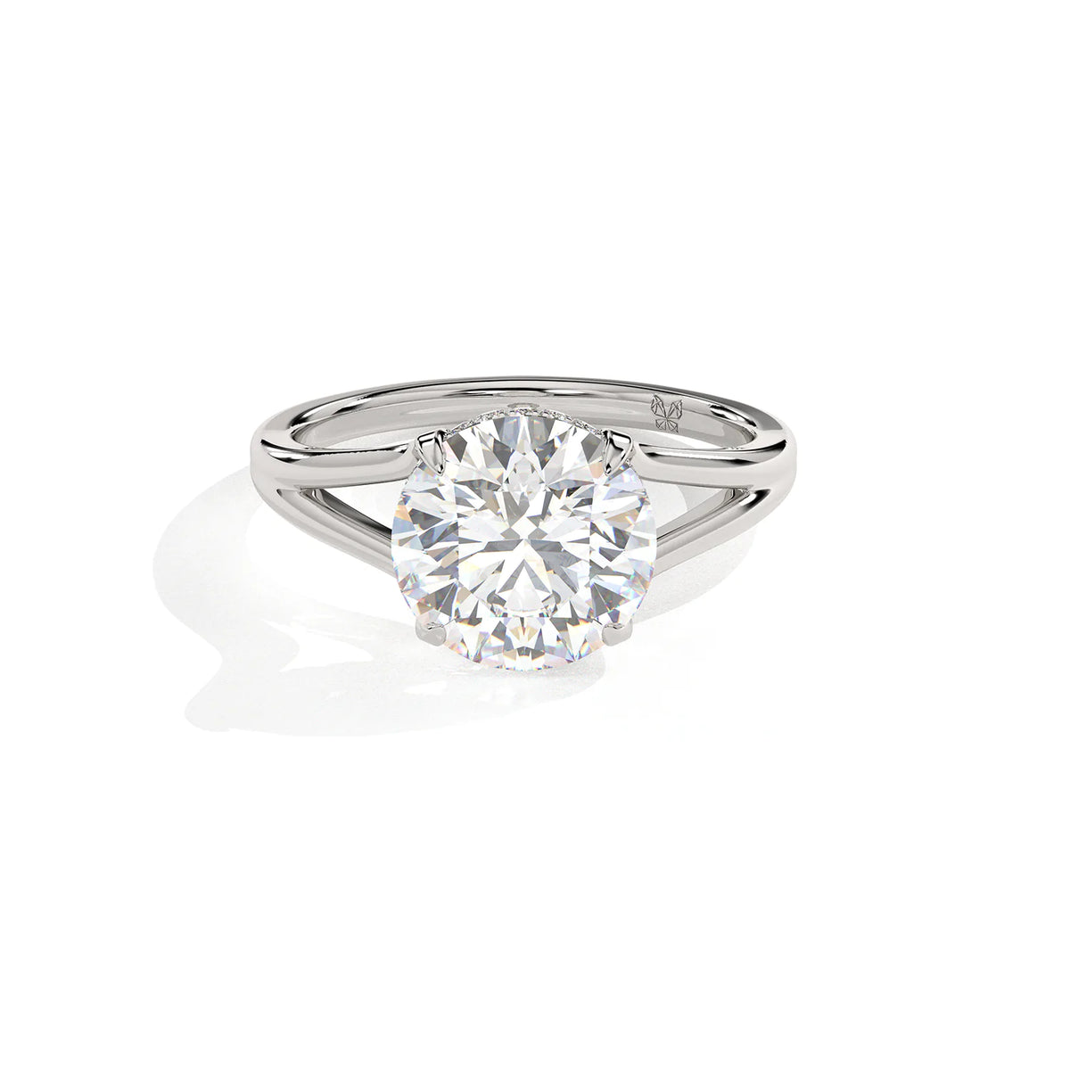 Round Lab-Grown Diamond Split Shank Engagement Ring with Hidden Halo