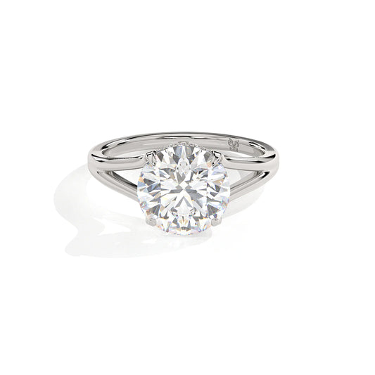 Round Lab-Grown Diamond Split Shank Engagement Ring with Hidden Halo