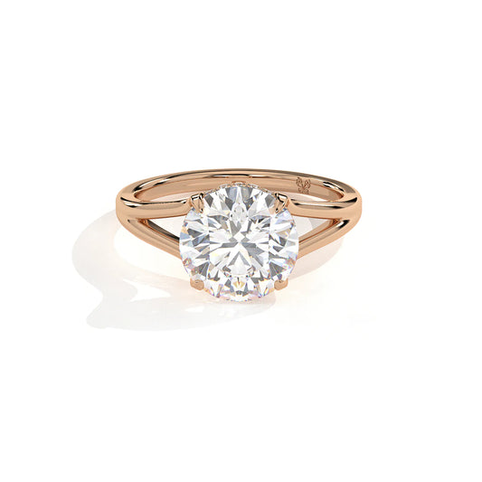 Round Lab-Grown Diamond Split Shank Engagement Ring with Hidden Halo