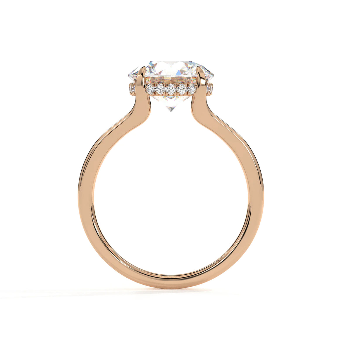 Round Lab-Grown Diamond Split Shank Engagement Ring with Hidden Halo