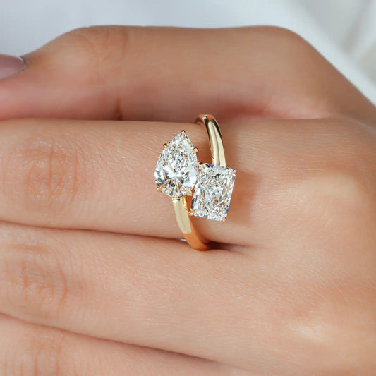 Pear and Radiant Lab Grown Diamond Toi et Moi Ring