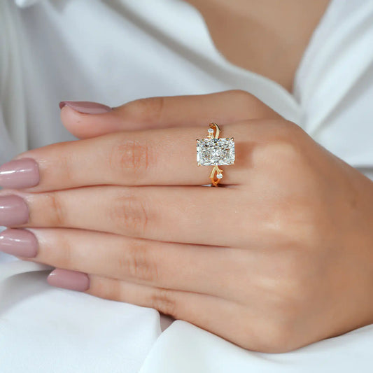 Radiant Lab Grown Diamond Engagement Ring, Twisted Thorn Vine Ring