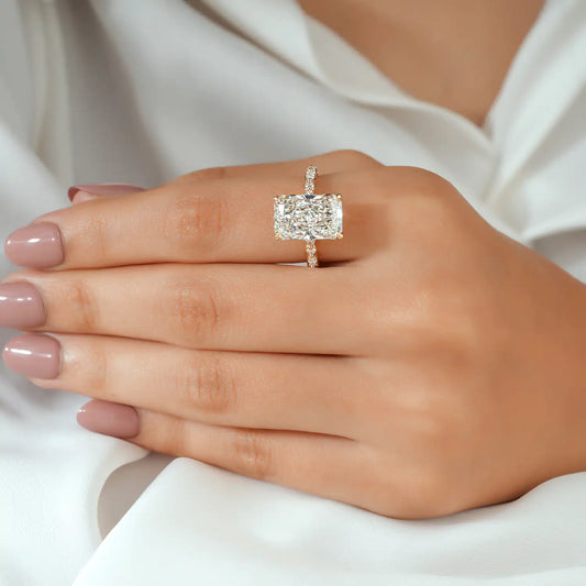 Radiant Lab Grown Diamond Engagement Ring, Marquise Round Diamond Ring