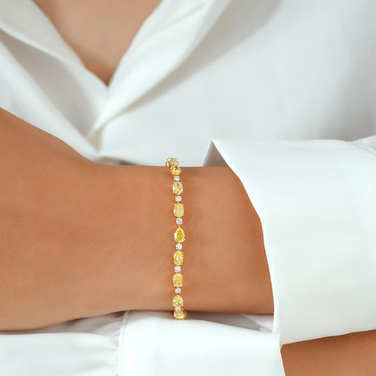 Fancy Yellow Lab Grown Diamond Mixed Shape Tennis Bracelet
