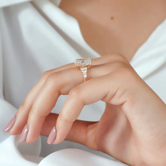 Radiant Lab Grown Diamond Engagement Ring, Marquise Pear Cluster Ring