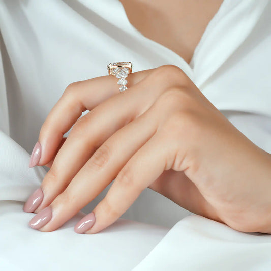 Oval Lab Grown Diamond Engagement Ring, Graduated Oval Diamond Band