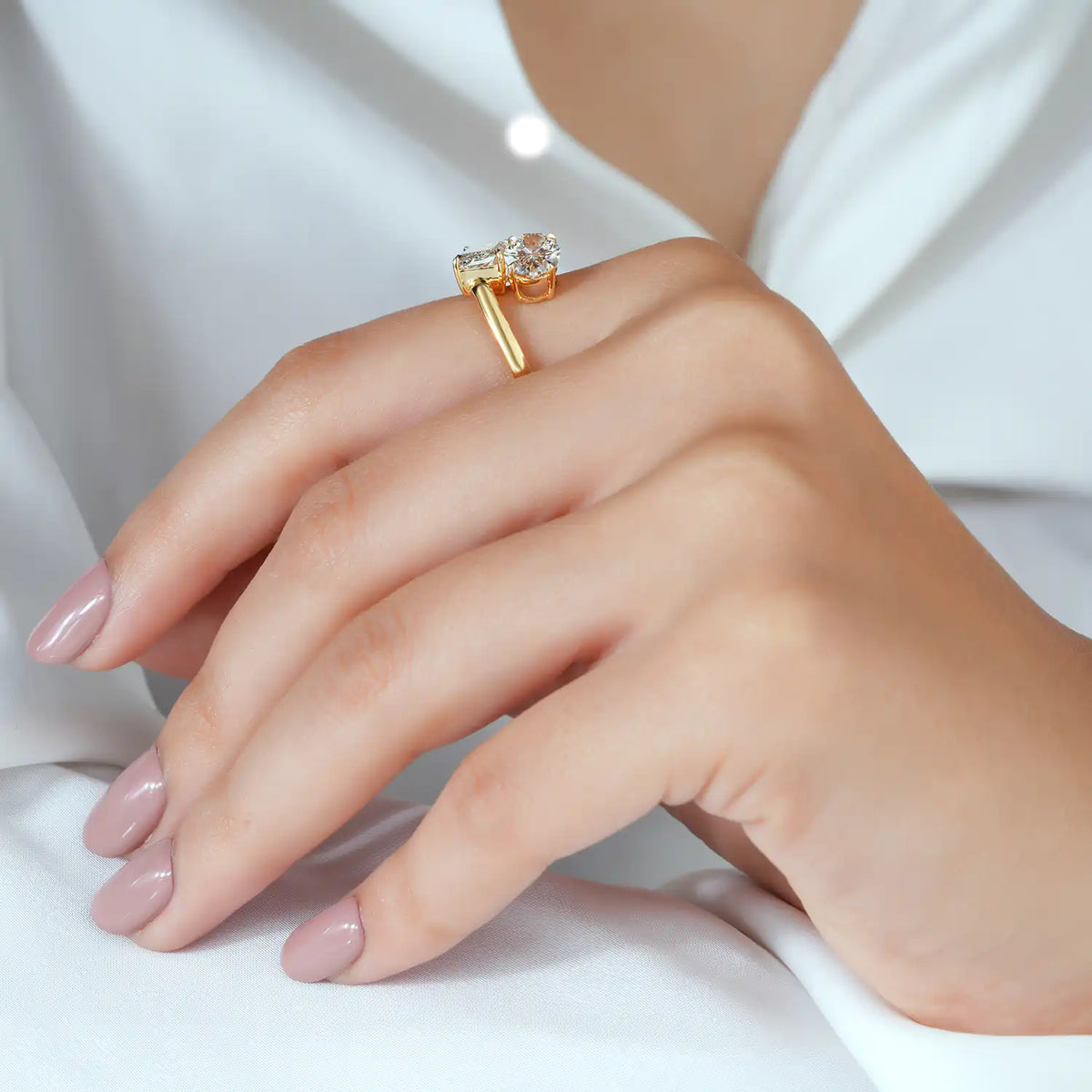Oval and Radiant Lab Grown Diamond Toi et Moi Ring