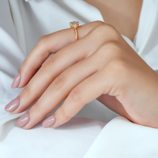 Oval Diamond Engagement Ring and Contour Wedding Band Set