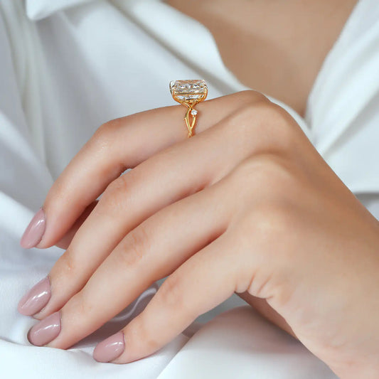Radiant Lab Grown Diamond Engagement Ring, Twisted Thorn Vine Ring