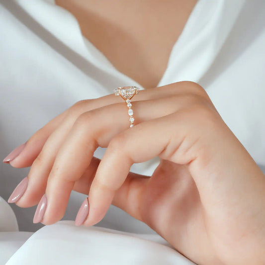 Oval Cut Diamond Ring with Graduated Diamond Shoulders