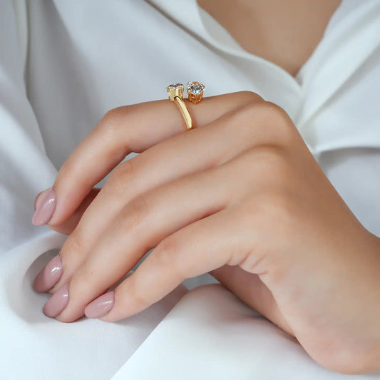 Toi et Moi Oval and Pear Lab Grown Diamond Bypass Ring