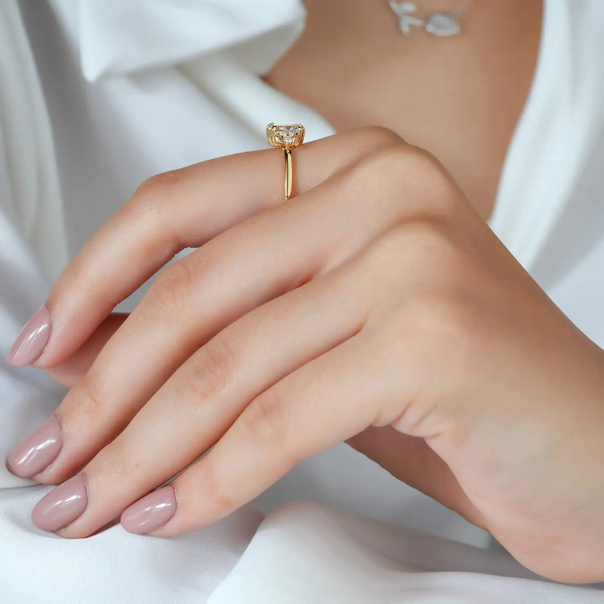 Radiant Lab Grown Diamond Bridal Set, Side Stones, Pave Band