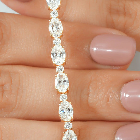 Oval and Round Lab Grown Diamond Alternating Tennis Bracelet