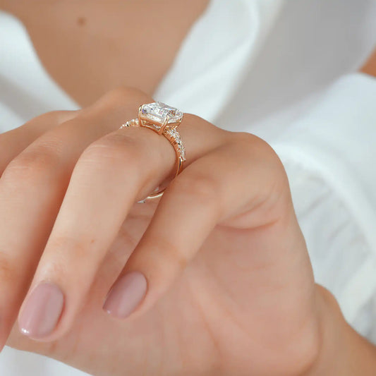 Radiant Lab Grown Diamond Engagement Ring, Marquise Pear Cluster Ring