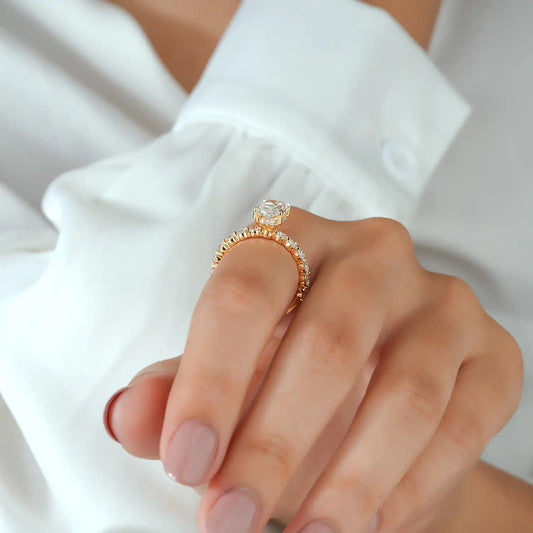 Radiant Lab Grown Diamond Hidden Halo, Round Diamond Ring