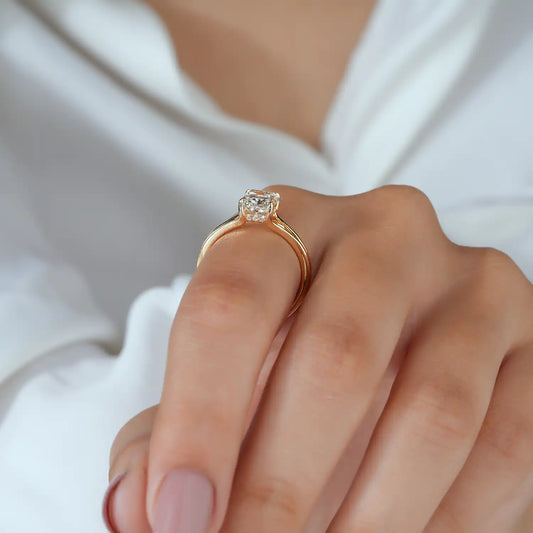 Split Shank Radiant Cut Lab Grown Diamond Hidden Halo Engagement Ring