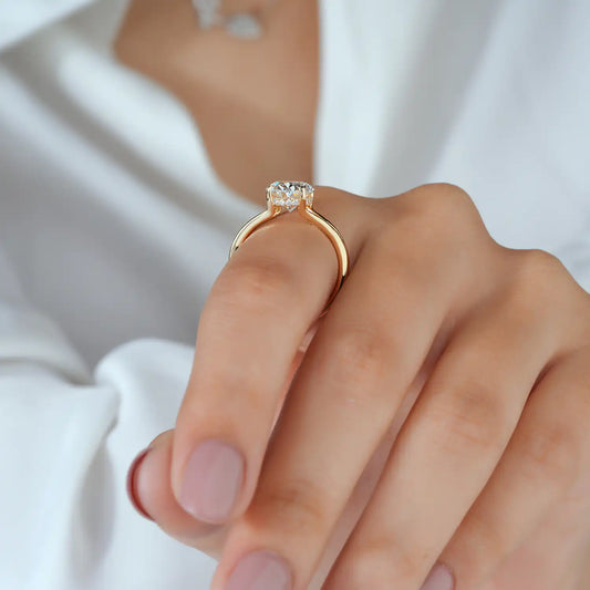 Split Shank Oval Lab Grown Diamond Hidden Halo Engagement Ring