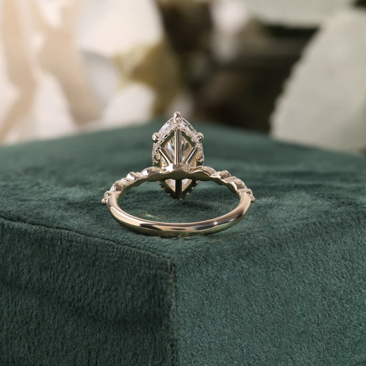 Marquise Diamond Ring with Hidden Halo and Scattered Diamond Ring