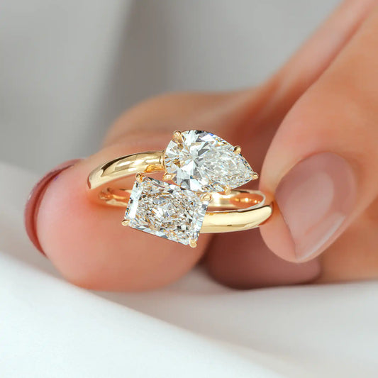 Pear and Radiant Lab Grown Diamond Toi et Moi Ring