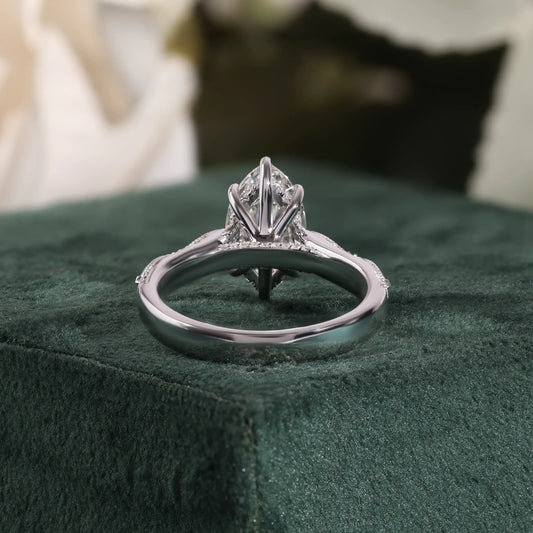 Marquise Lab Grown Diamond Ring, Vintage Milgrain Engraved Diamond Ring