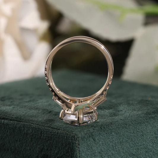 Three Piece Diamond Bridal Set with Kite Set Cushion Diamond