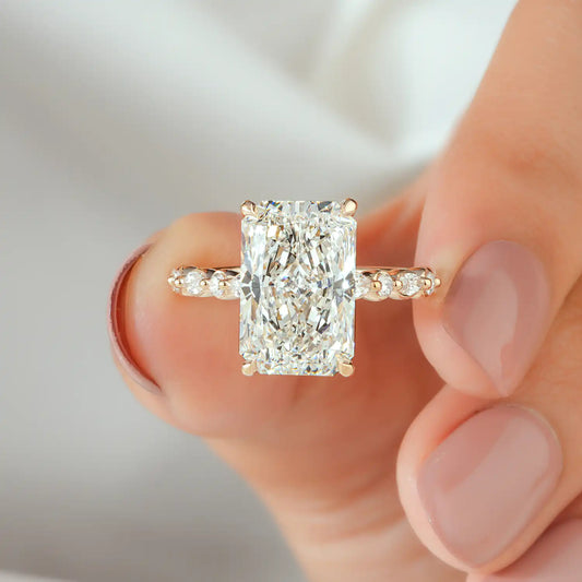Radiant Lab Grown Diamond Engagement Ring, Marquise Round Diamond Ring