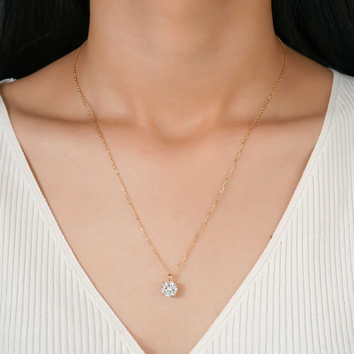 Classic Round Diamond Solitaire Pendant Necklace