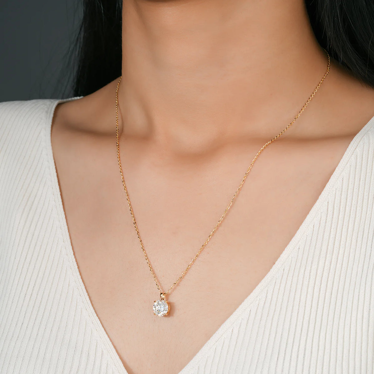 Classic Round Diamond Solitaire Pendant Necklace