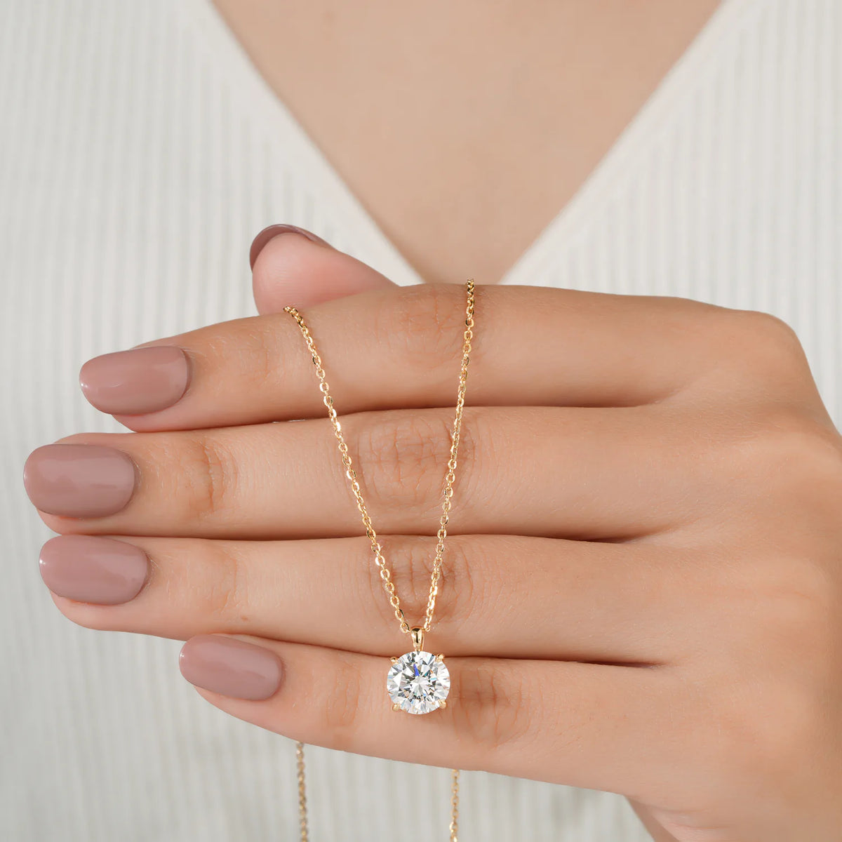 Classic Round Diamond Solitaire Pendant Necklace