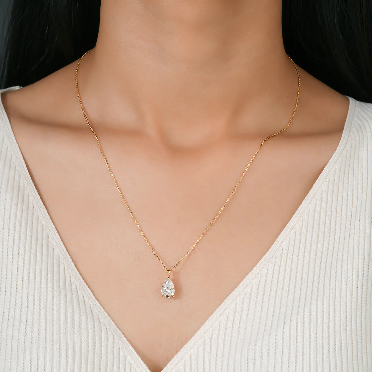Classic Oval Diamond Solitaire Pendant Necklace