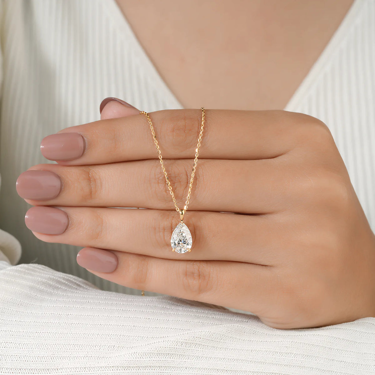 Classic Oval Diamond Solitaire Pendant Necklace