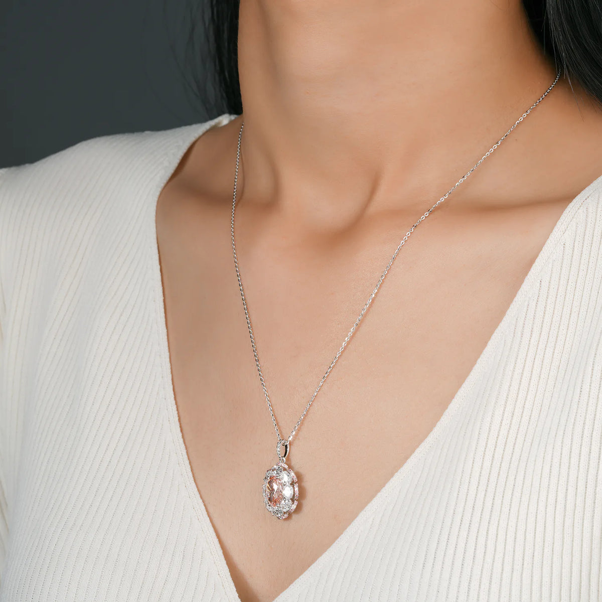 Marquise Pink Diamond Cluster Halo Pendant