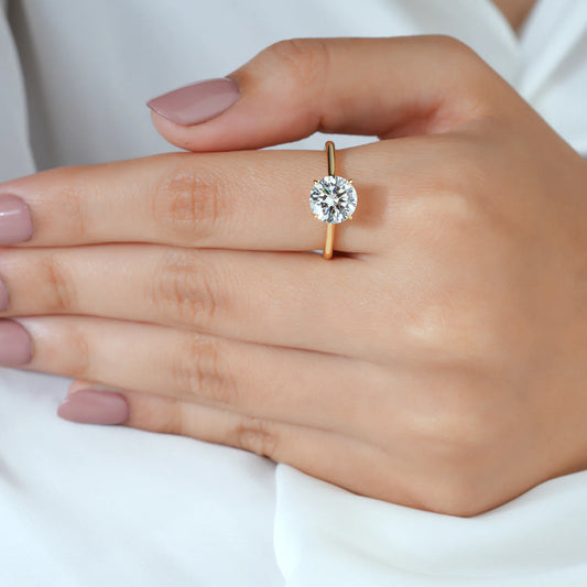 Modern Round Lab-Grown Diamond Solitaire Engagement Ring with Open Gallery