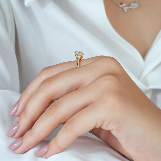Modern Round Lab-Grown Diamond Solitaire Engagement Ring with Open Gallery