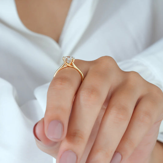 Modern Round Lab-Grown Diamond Solitaire Engagement Ring with Open Gallery