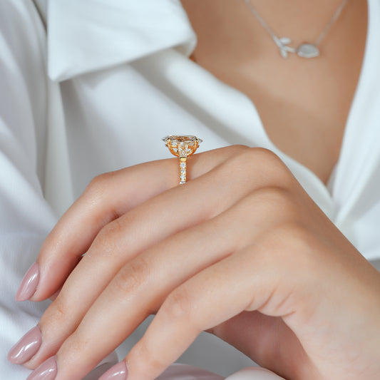 Oval Lab Grown Diamond Engagement Ring, Tapered Baguette Side Stones