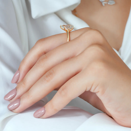 Pear Cut Solitaire Lab Grown Diamond Engagement Ring in Yellow Gold