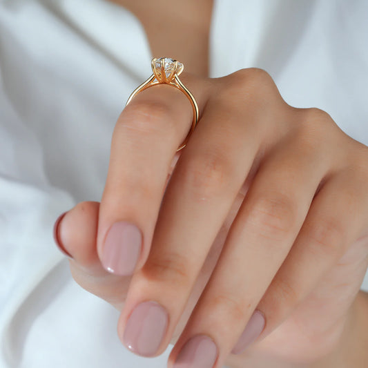 Pear Cut Solitaire Lab Grown Diamond Engagement Ring in Yellow Gold