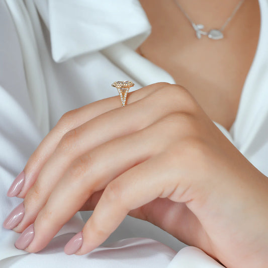 Round Halo Split Shank Lab Grown Diamond Engagement Ring