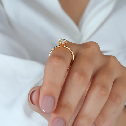 Pear Lab Grown Diamond Hidden Halo Ring, Plain Polished Ring